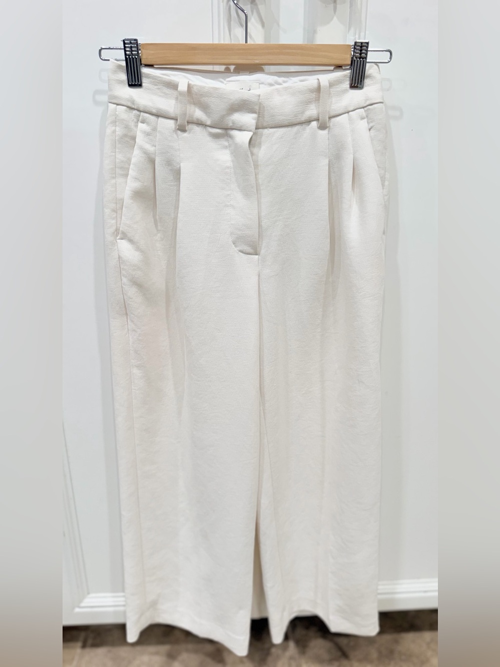 Wilfred Cream Wide-Leg Pleated Trousers